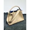 New Apricot Leather Women's Bag High-end Large Capacity Cowhide Tote Bag Handbag Single Shoulder Crossbody Cat Bag