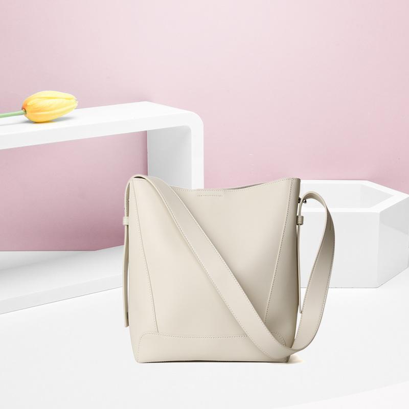 Женская модная простая и универсальная сумка-ведро, одноплечевая, через плечо, для работы, большой вместимости, кожаная женская сумка