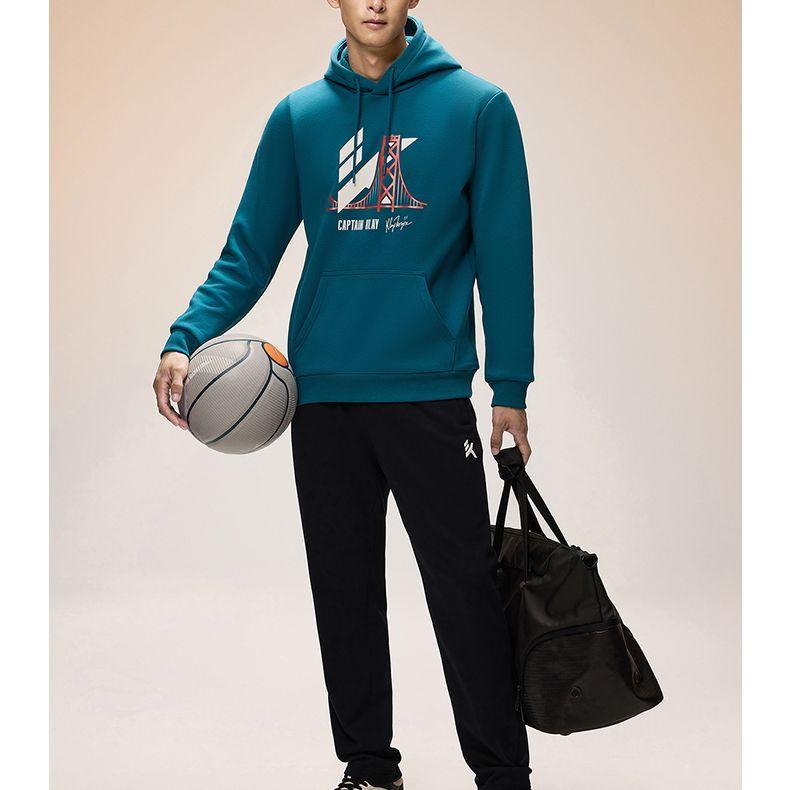 Anta Толстовка с капюшоном из флиса с принтом букв, мужская, матросская, синяя 152341738N-2