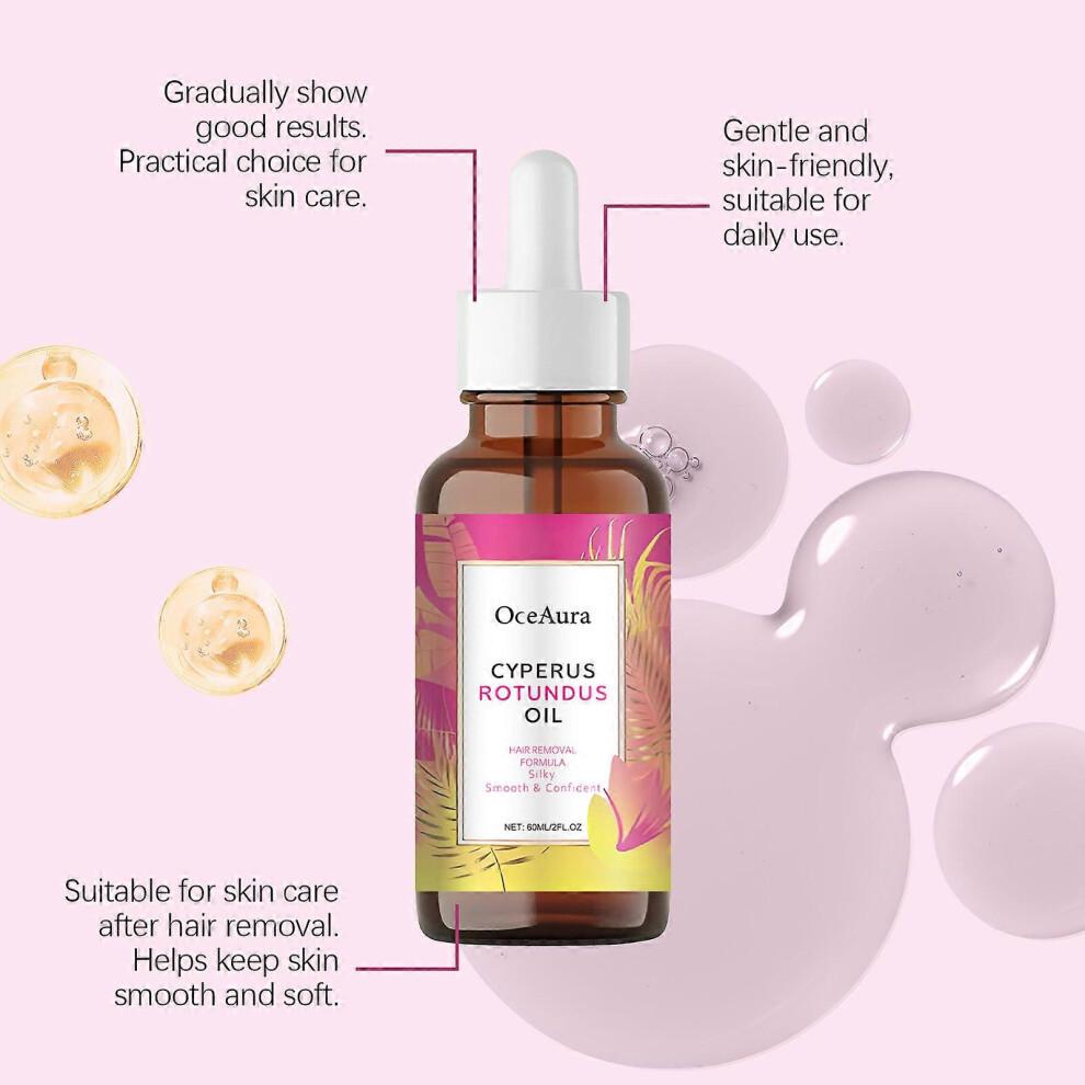 60ml Cyperus Rotundus Oil - 60ml Natural Cyperus Rotundus Oil for Hair Removal, Moisturizing & Soothing Cyperus Oil for Reducing Body Hair Growth less
