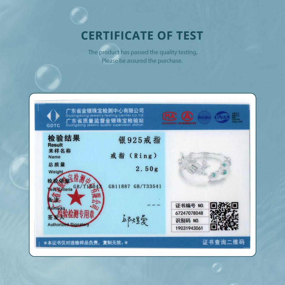 WOSTU Real 925 Sterling Silver Seashell Open Ring For Women Shiny Green Zircon Ocean Party Rings Holiday Gift