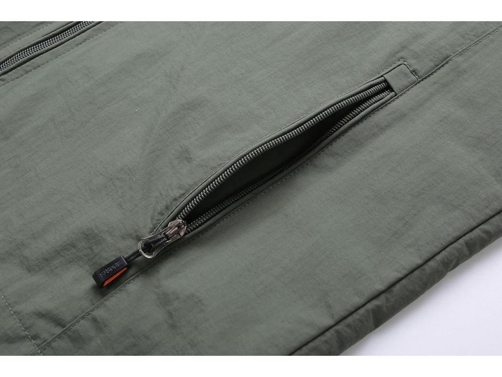 Мужская ветровка средней длины - Весна/Осень, Легкая, Повседневная для улицы, С несколькими карманами, Большого размера