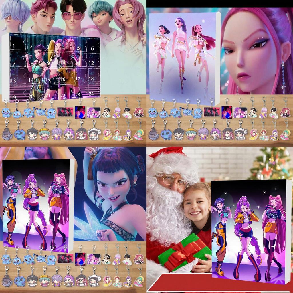 Рождественский календарь-обратный отсчет K-pop женской группы Акриловый брелок для сумки с 24 элементами для праздничного декора