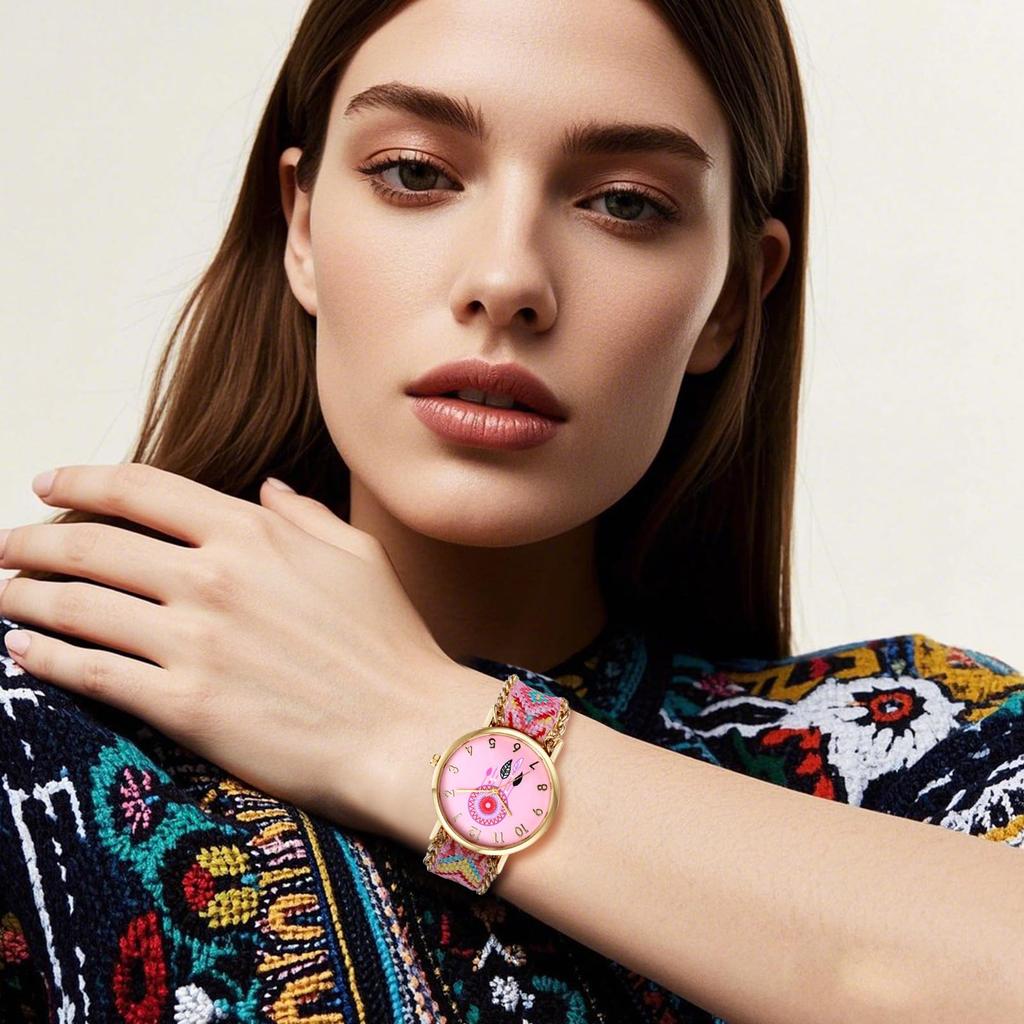 Милые плетеные богемные часы для женщин: Дизайн Ловец снов, Водонепроницаемый Аналоговый Дисплей, Кварцевые Часы, Модные Часы для Женщин - Идеальный Подарок для