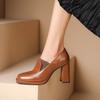 Мода 2024 Женские Туфли-лодочки на Высоком Каблуке Весна Осень Элегантный Ремешок на Щиколотке Толстый Каблук Вечерняя Обувь Свадебная Обувь Женские Туфли Подарки