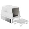 Cat Litter Box Stainless Steel XL Interior With Scoop Light Gray