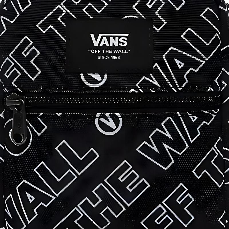 Vans Однотонный дизайн с принтом, застежка-молния, нейлоновая сумка через плечо, унисекс, Черный VN0A3I5SZXH