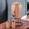 5 Litre Copper Water Dispenser with Stand and 2 Glasses | Hammered Texture, Rustproof & Durable | with Added Health Benefits of Copper