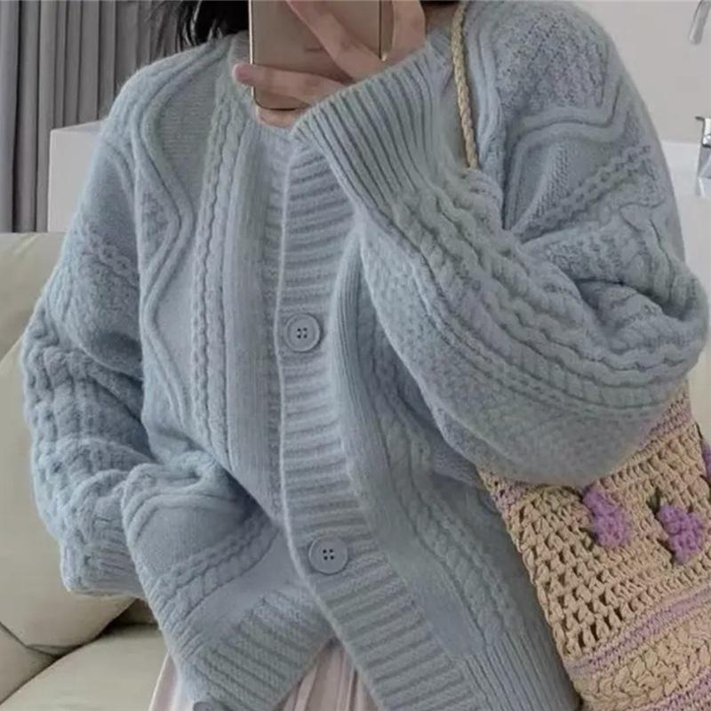 Желтый вязаный кардиган женский свободный джемпер хаки верхняя одежда свитера свитер Y2k пальто