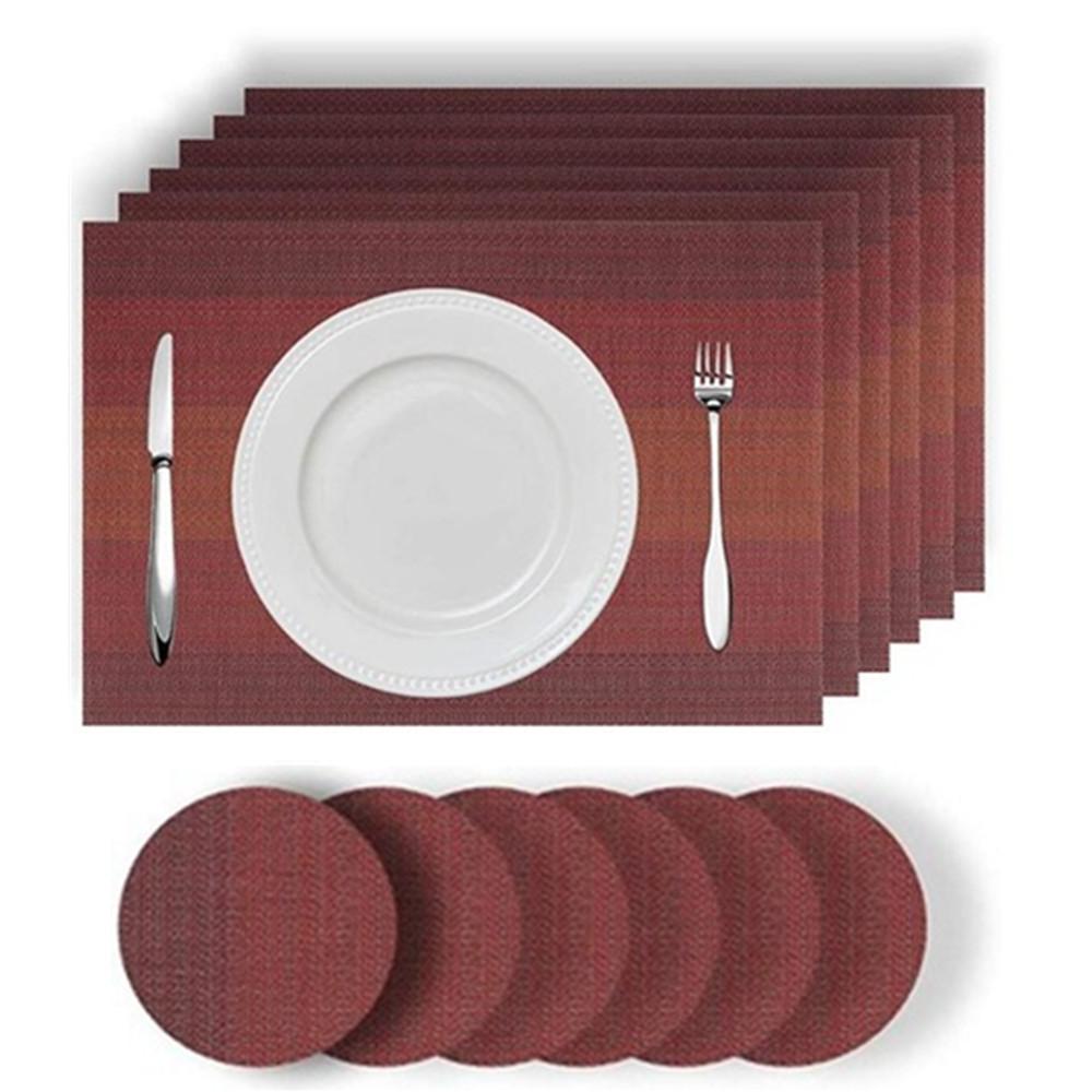 Набор из 6 элегантных салфеток и подставок, набор из плетеных виниловых салфеток, термостойких, нескользящих, моющихся салфеток для обеденного стола