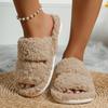 Fluffy Slippers Women Home Plush Fashion Designer Shoes Ladies New Winter Casual Platform Indoor Fur Slides Flats Warm Open Toe
