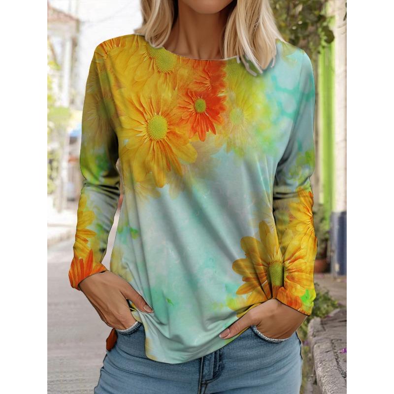 Модная женская футболка с длинным рукавом с цветочным узором, толстовка для девочек в стиле Харадзюку, одежда для взрослых с 3D-принтом в виде бабочки, женские топы, футболки