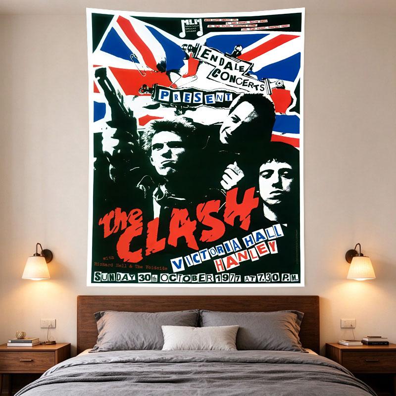 The Clash 1977 Victoria Hall Hanley UK Flag Punk Concert Poster