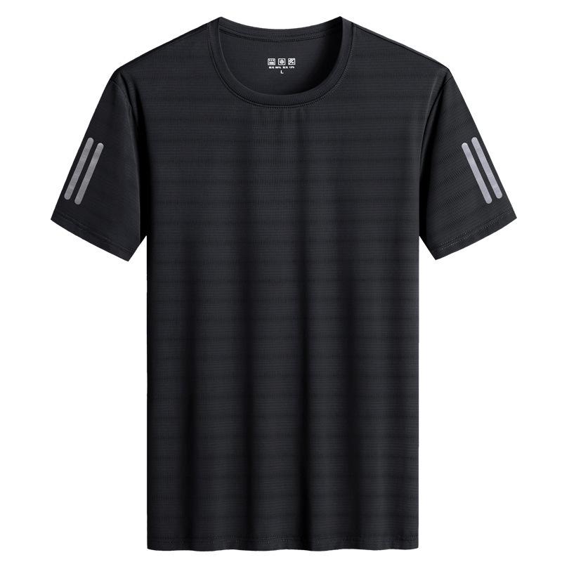 (L-8XL)Мужская быстросохнущая спортивная футболка из ледяного шелка с круглым вырезом, свободные топы для кемпинга, пешего туризма, рыбалки, сетчатая футболка с кондиционером, мужская