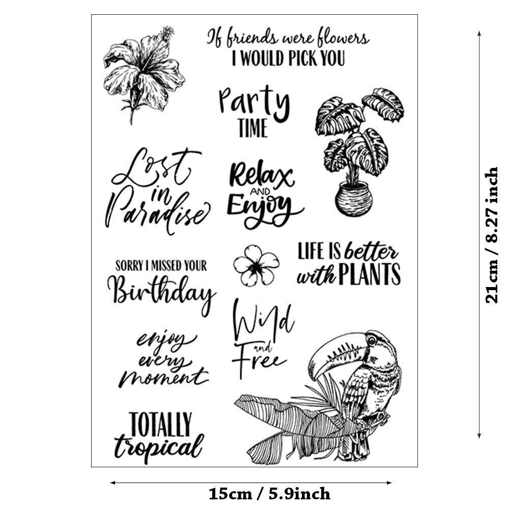 Flower Leaf Transparent Silicone Clear Stamps for Seal DIY Scrapbooking Photo Album Decor Butterfly Bird Parrot