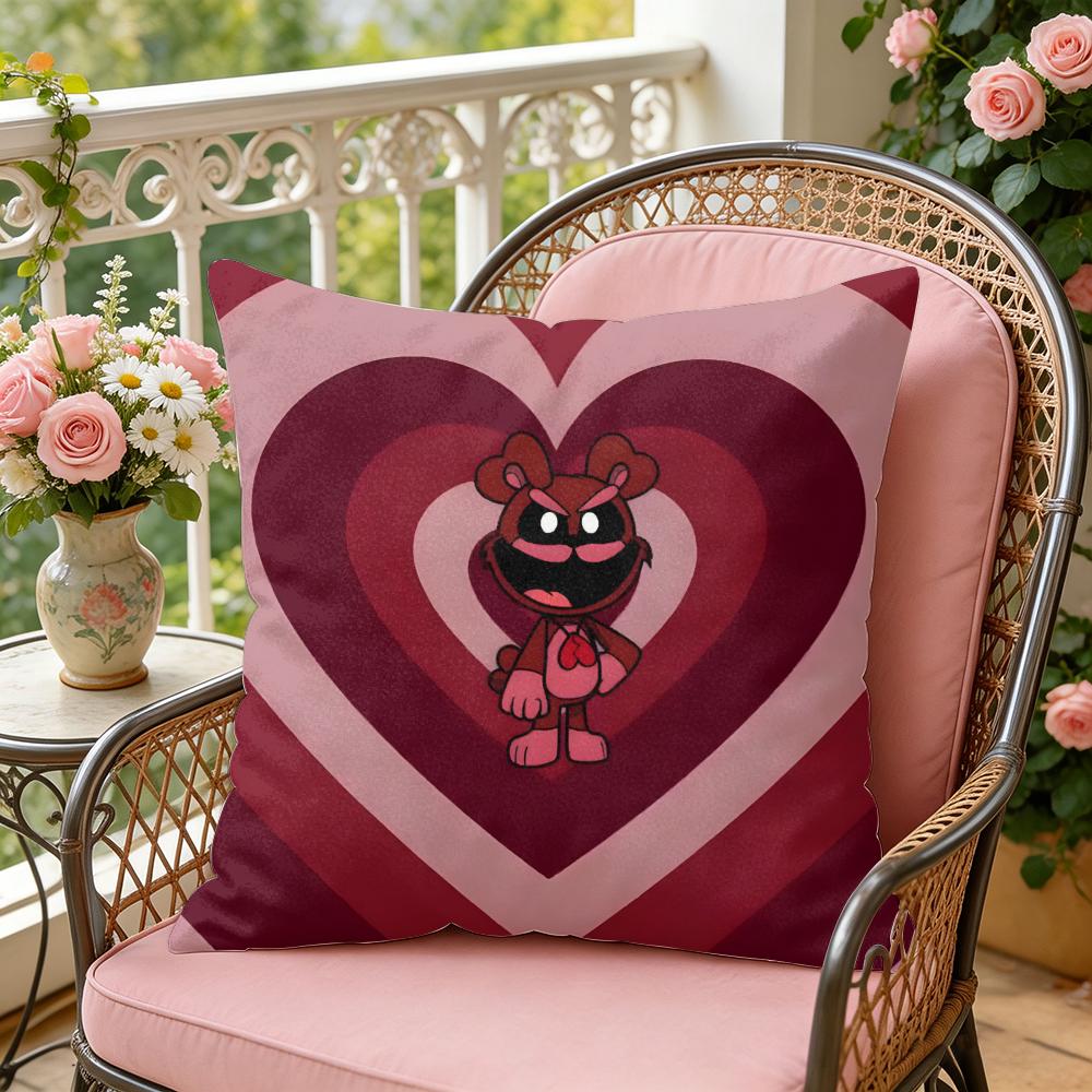 SSmiling CCatnap Heart Cushion Cover Soft Plush Throw Pillow Cover DoubleSided Decorative Case Sofa Bedroom Home Decor