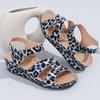 Мода Модные босоножки на танкетке с леопардовым принтом для женщин Лето 2024 Легкая повседневная пляжная обувь Женские босоножки на платформе в римском стиле Большие размеры