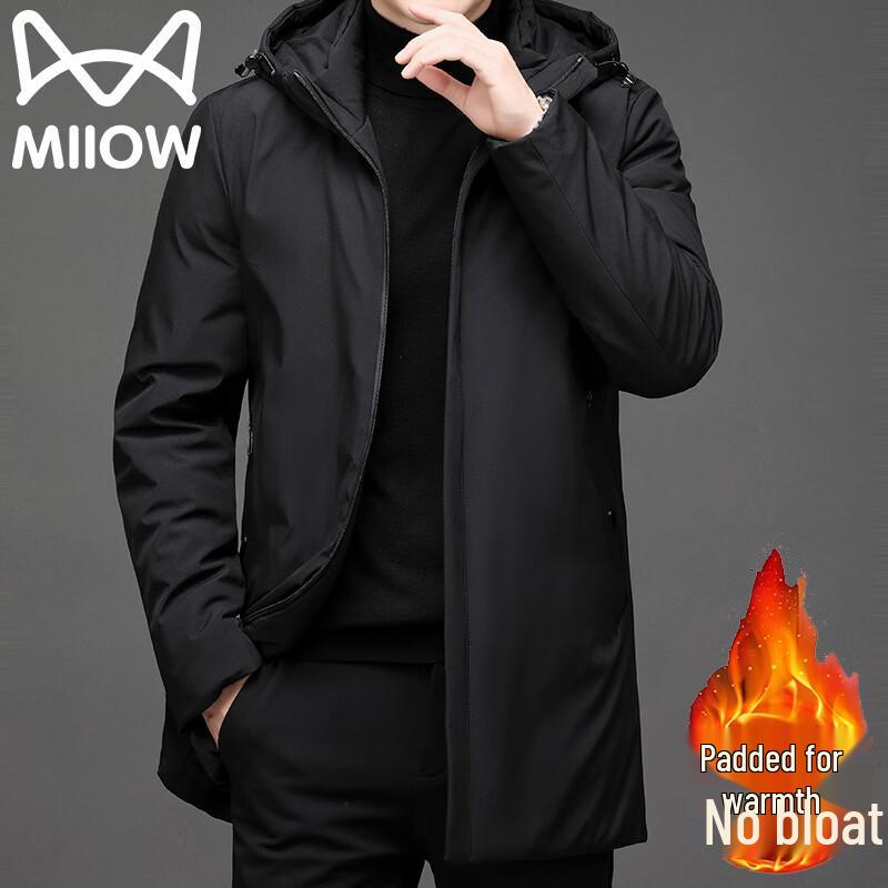MiiOW Men's Mid-Length Hooded Padded Winter Jacket