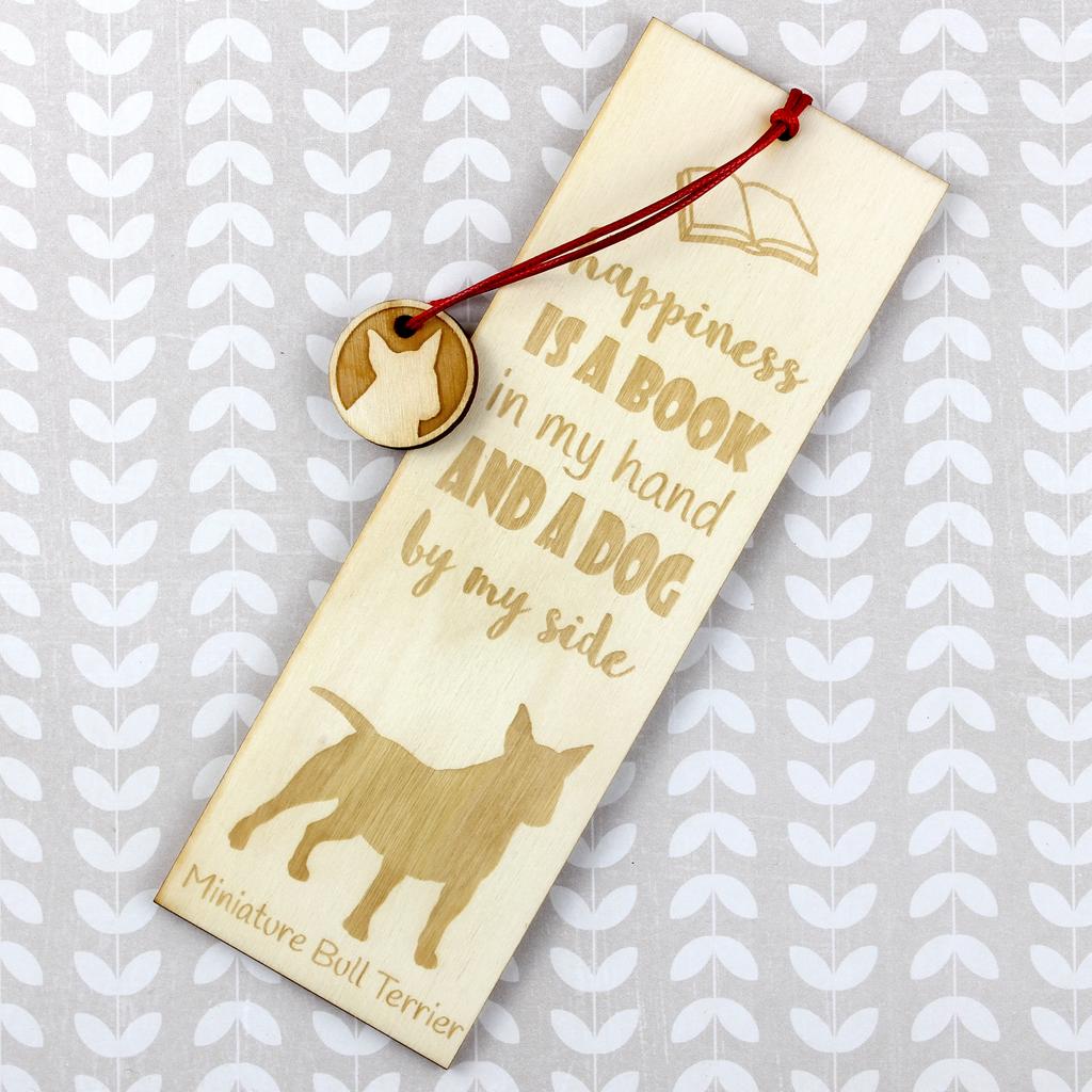 Miniature Bull Terrier – Dog bookmark, personalized bookmark – Design 01 | Art-Dog