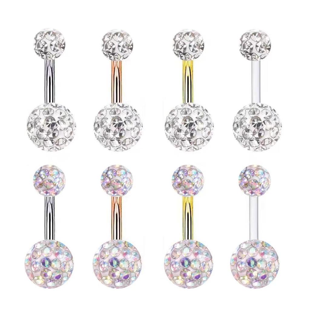 Set of 8 Film-Wrapped Polymer Clay Ball Belly Button Rings - Navel Jewelry Body Piercing