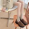 Женские носки до середины икры из чистого хлопка, весенне-осенние вертикальные ретро-носки с махрой, осенне-зимние однотонные универсальные длинные носки до икры