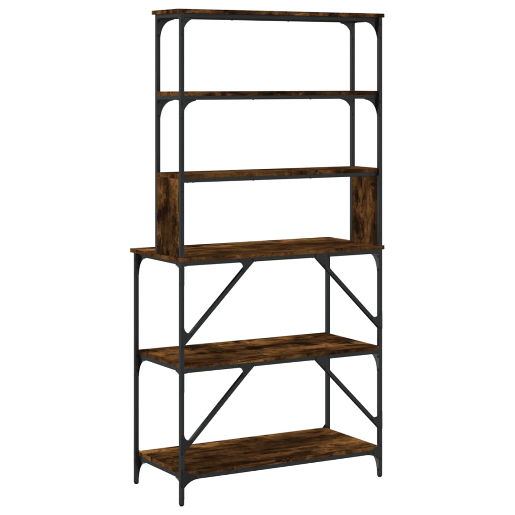 Baker s Shelf with 6 Shelves Smoked Oak Finish 90 x 40 x 180 cm Engineered Wood