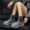 Women's Shiny Color Fashion Rain Boots Four Seasons Wearable Water Shoes Ladies Outdoor Waterproof Mid-tube Ankle Boots