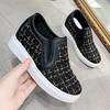 Fashion Hidden Wedge Sneakers Women Platform Checkered Loafers Women Tenis Feminino Wedges Shoes Slip-on Modis Clogs Dress Glitter Fall
