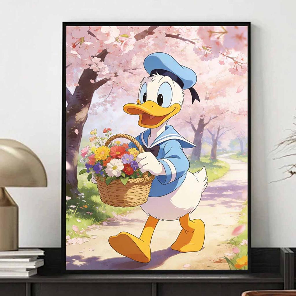 Disney Donald Duck with flower basket cherry blossom diamond painting full diamond art kit handmade diy home decoration gift