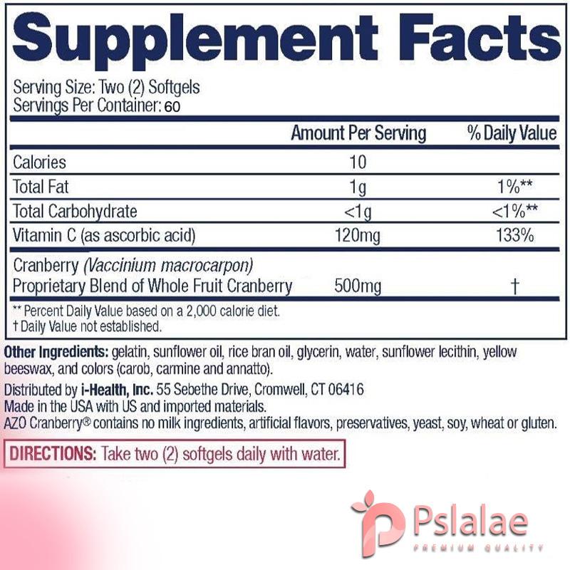 Pslalae - 600mg Cranberry Capsules - Vitamin C - Urinary Health