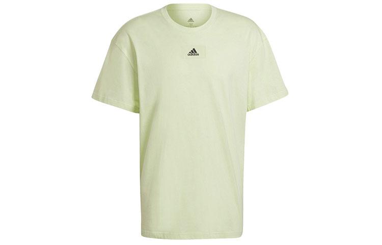 Adidas T Shirts Men's Light Green Crew Neck Moderate Straight Fit HE4366
