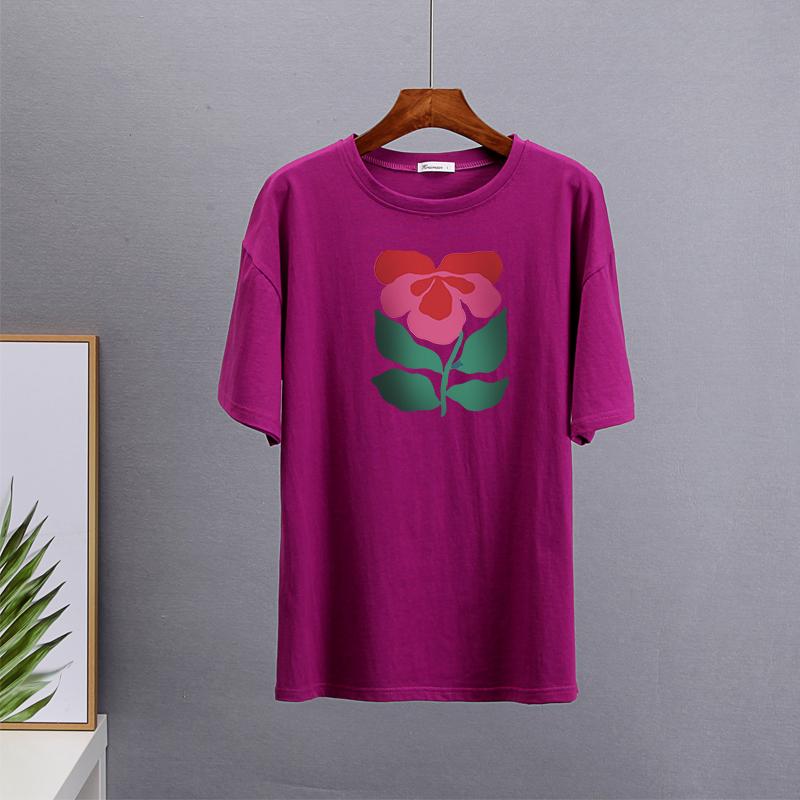 Hirsionsan Harajuku футболка с цветочным принтом женская летняя шикарная готическая одежда абстрактные футболки с рисованной графикой свободные хлопковые женские топы