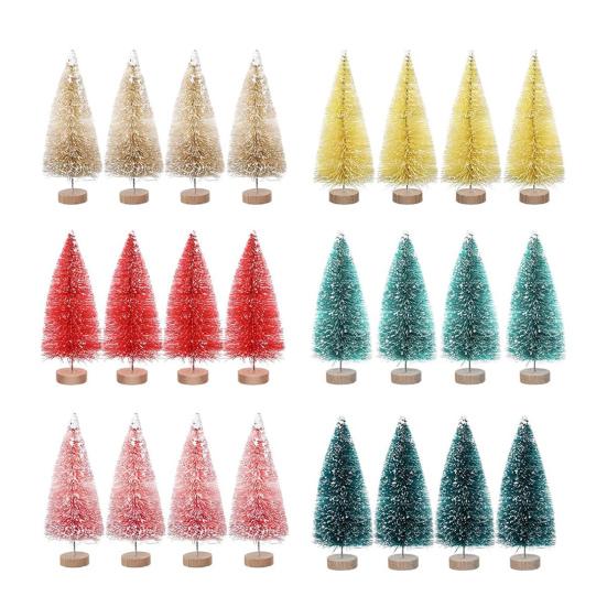 Yousheng 24/45 шт. Мини-рождественская елка, искусственные мини-сосны с деревянной основой, многоразовые красочные елочные украшения для домашней вечеринки своими руками