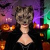Lightweight Cosplay Animal Mask Long Fur White Fox Half Face Mask, Halloween Masquerade Comfortable Elegant Fairy for Ancient Style Photoshoot