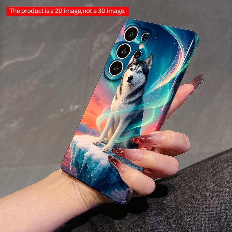 2DFlat Samsung phone case Aurora Husky on Ice Float Applicable to Galaxy S23 S24 S25ULTRA S26 A12 A14 A15 A16 A54 A55