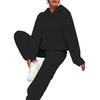 Women's Fuzzy Fleece Pajamas Set Winter Plush Pullover Hoodies And Pants Lounge