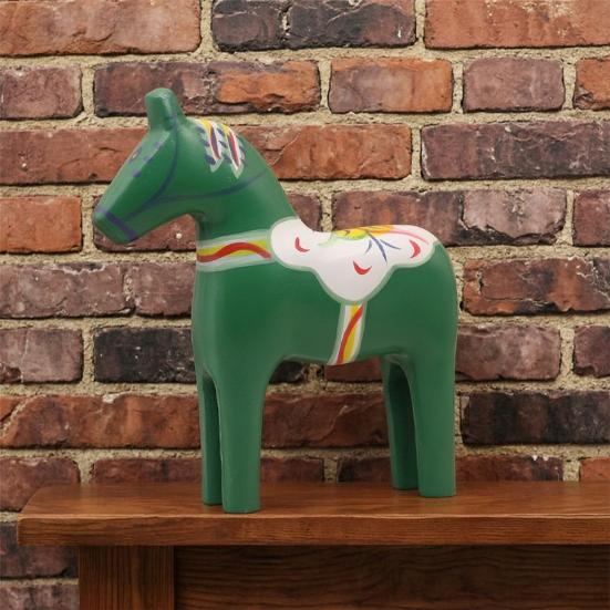 Hand Painted Dala Trojan Horse Figurine Solid Wood Horse Statue Rustic Decorative