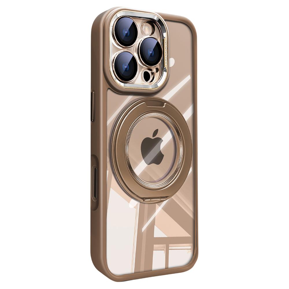 Для iPhone 16 Pro Чехол Магнитная Вращающаяся Подставка PC+TPU Чехол для телефона со Съемной Пленкой для Объектива Камеры