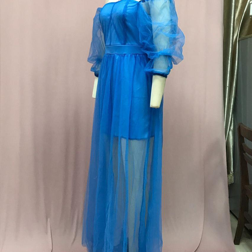 Женское свадебное платье с открытыми плечами из сетки, платье с рукавами-фонариками, разрезом до бедра и корсетным бюстье, сексуальное вечернее платье, подчеркивающее фигуру