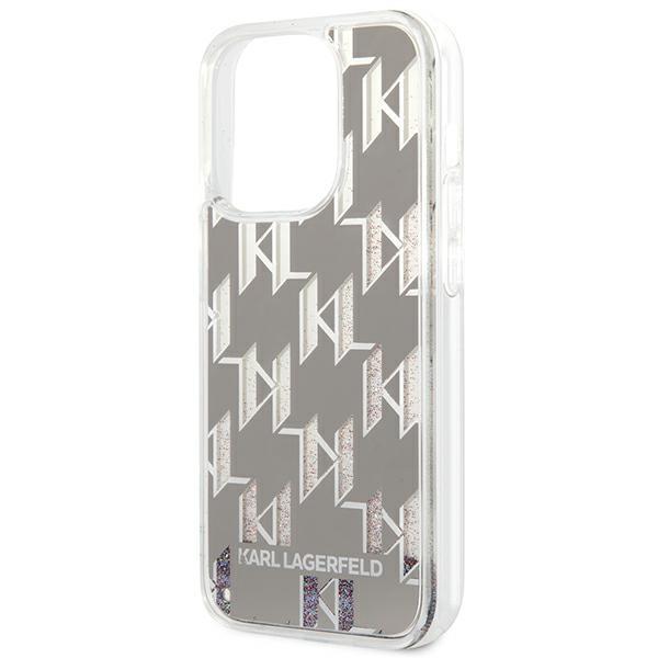 Karl Lagerfeld Klhcp14Llmnms Iphone 14 Pro 6,1 Жесткий чехол Серебряный/Silver Жидкий глиттер Монограмма