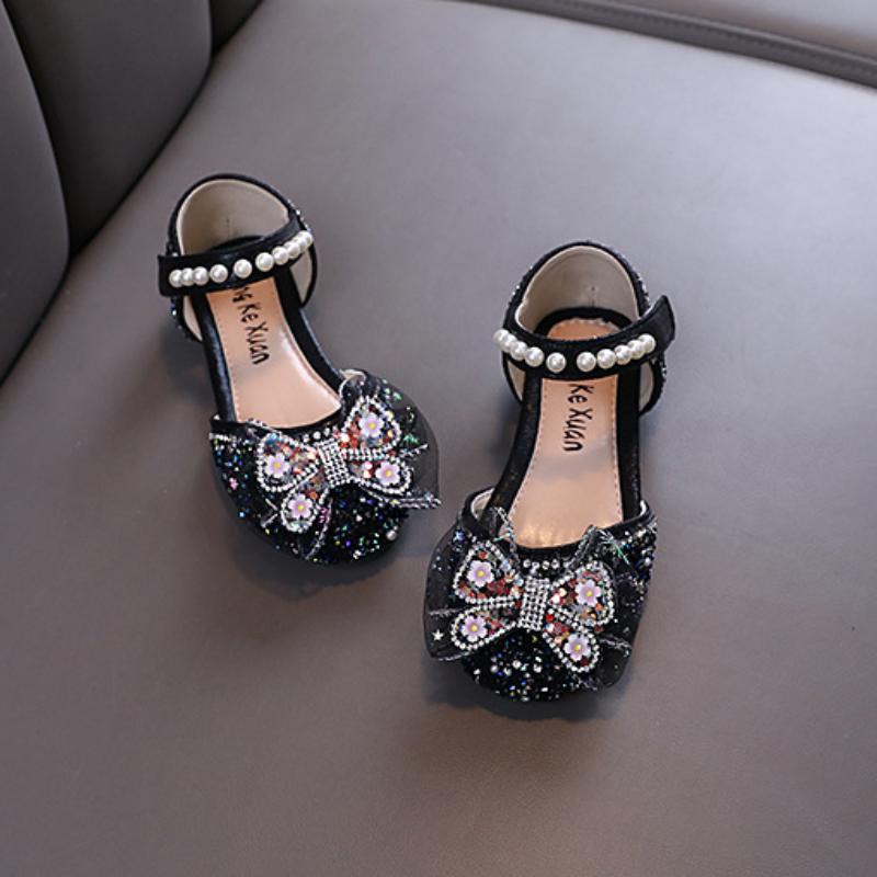 Little Girl Sandal Summer Sweet Kids Princess Dress Sandals Flower Bowtie Children Fashion Causal Pearl Wedding Party Flat Shoes