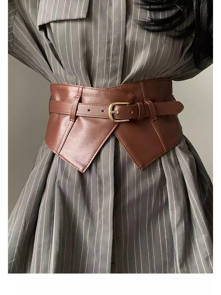 Women's Wide Leather Corset Belt 2024: Elegant Dress & Outerwear Accessory