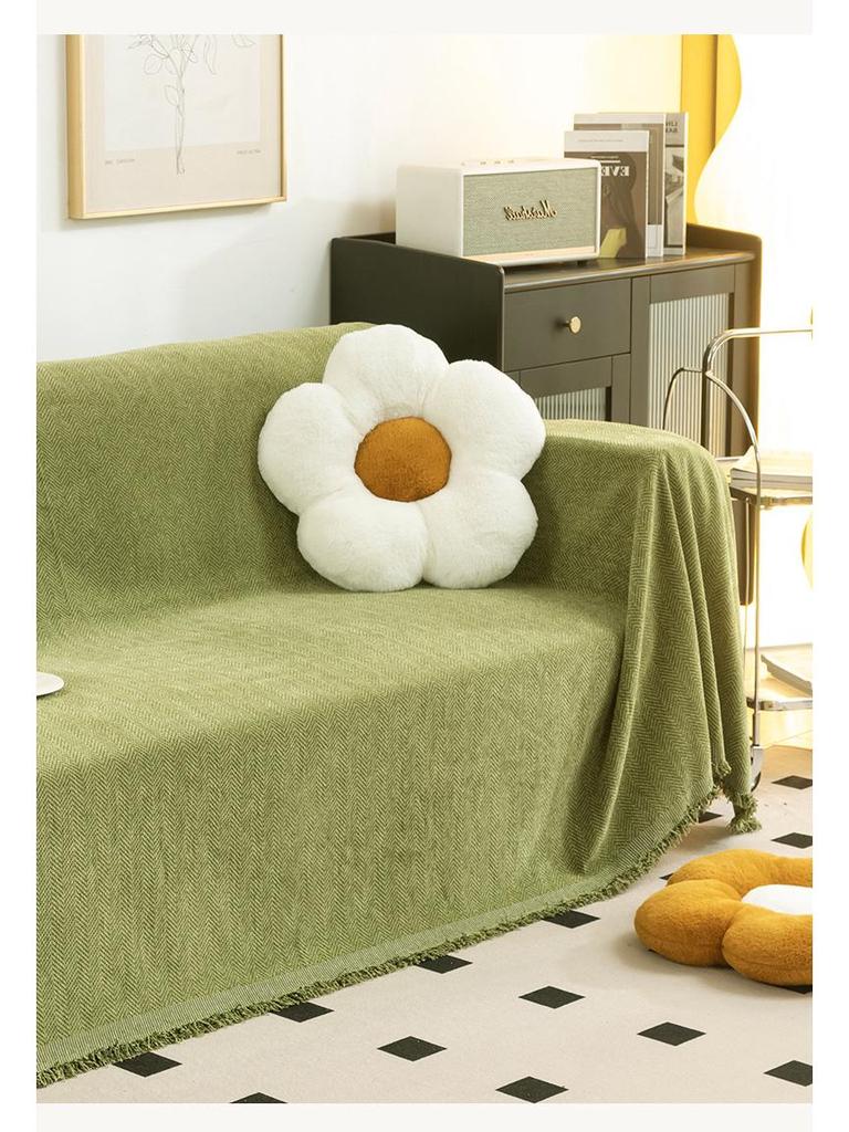 Современный минималистичный чехол на диван из шенилла в елочку, всесезонное нескользящее одеяло