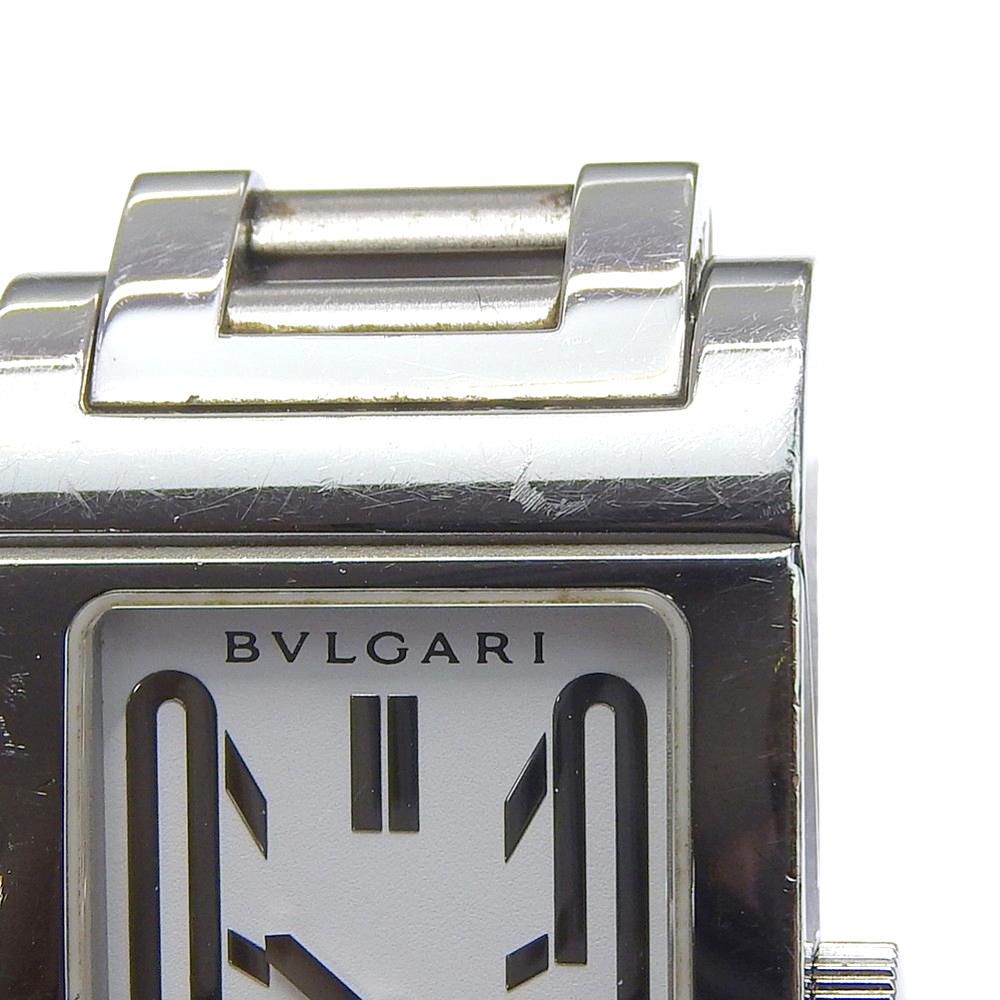Bvlgari Rettangoro Часы RT39S Серебристый Белый Циферблат Нержавеющая Сталь Кварцевые Аналоговый дисплей Женские Б/У