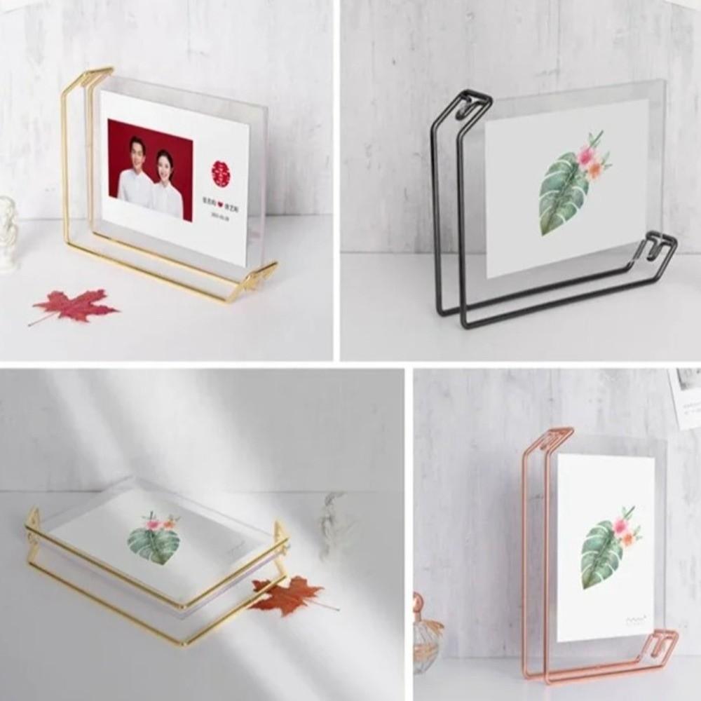 Fashion 6inch/8inch Acrylic Sign Holder Metal Stand Elegant Poster Display Frame Table Display Menu Holder Rack Restaurant Menu