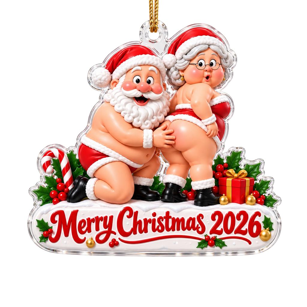 Christmas Ornament Funny Couple Hanging Pendant 2D for Holiday Decor