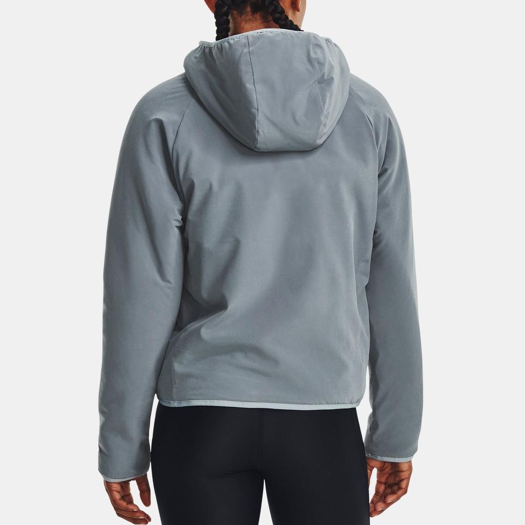 Under Armour Женская флисовая куртка с капюшоном и длинными рукавами с принтом логотипа UA Latitude, серый 1373289-002