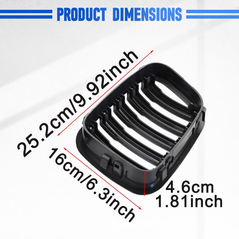 2 Pcs Car Front Bumper Kidney Grille Grill Racing Grills Double Line For BMW E46 4 door  1998 1999 2000 Glossy Black