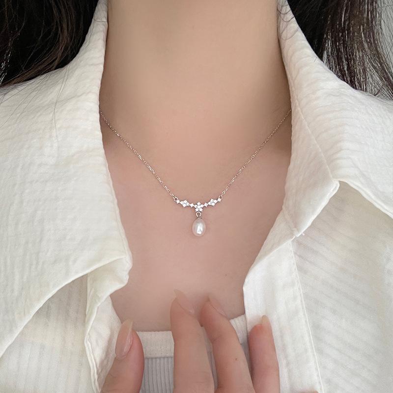 Ожерелье из жемчуга Sweet Flower для женщин с изысканным темпераментом и универсальным стилем, высококачественная цепочка для воротника