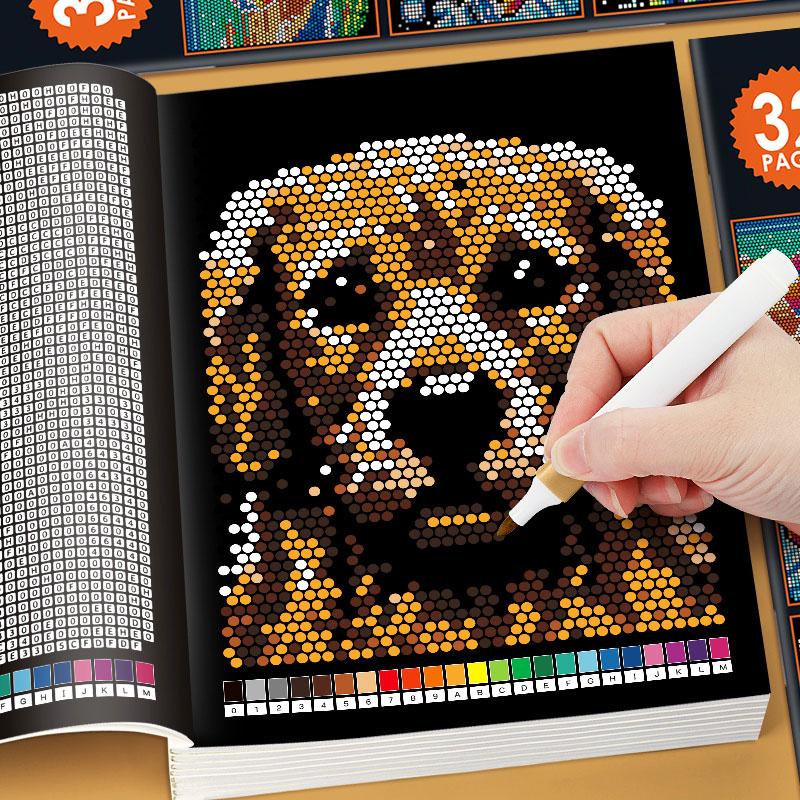 32 Страницы Mystery Mosaic Раскраска по номерам для взрослых Пиксель-арт Снятие стресса